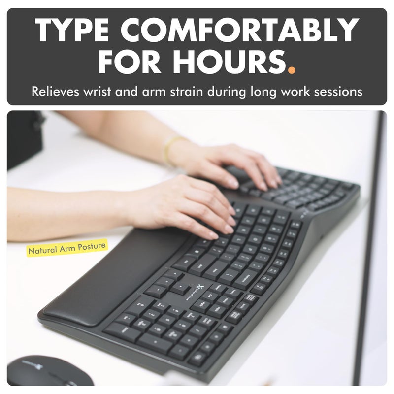 X9 Performance X9 Wireless Ergonomic Keyboard with Cushioned Wrist Rest - Type Comfortably Longer - Wireless Split Keyboard for Laptop, PC & Chrome Computer with 110 Ergo Keys & 5ft Cable - Image 2